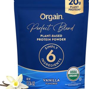 Orgain Organic Vegan Perfect Blend Protein Powder, 20g Clean Plant Protein, 6 Ingredients, <1g Sugar, Gluten Free, Non-GMO; No Artificial Flavors, Stevia Extract, Dairy or Soy Ingredients- Vanilla