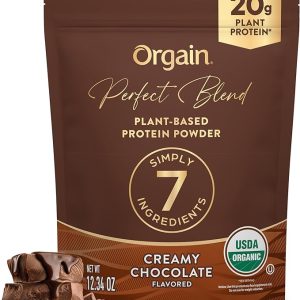 Orgain Organic Vegan Perfect Blend Protein Powder, 20g Clean Plant Protein, 7 Ingredients, <1g Sugar, Gluten Free, Non-GMO; No Artificial Flavors, Stevia Extract, Dairy or Soy Ingredients- Chocolate