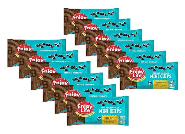 Enjoy Life Baking Chocolate - Mini Chips - Semi-Sweet - Gluten Free - 10 oz - case of 12 - Dairy Free - Yeast Free - Wheat Free-Vegan