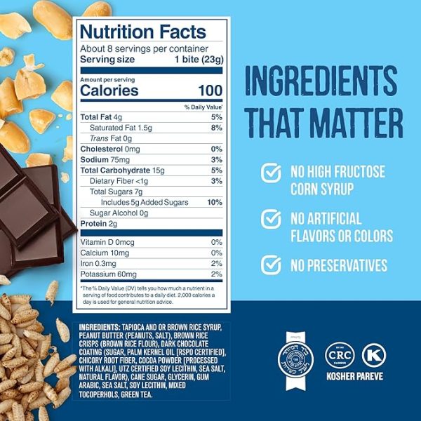 For Noshers Only - Peanut Butter Bites - Kosher Dairy Free Vegan Gluten Free Chocolate Peanut Butter Crispy Rice Treats - Sweet Snack Packs - Bulk Individually Wrapped Snacks for Office (Box of 24) - Image 2
