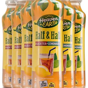 Heaven & Earth Half & Half, Organic Black Tea and Lemonade, 11.2oz (6 Pack) | Made with Real Lemons and Real Black Tea, Pure Fruit Juice, No added Sugar, Flavor, or Color