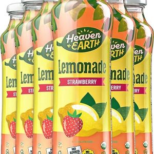 Heaven & Earth Organic Strawberry Lemonade, 11.2oz (6 Pack) | Made with Real Lemons, Pure Fruit Juice, No added Sugar, Flavor, or Color | Non GMO