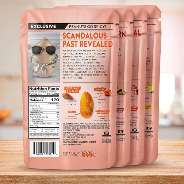 Henrietta Said Wing-Flavored Peanuts - Variety Pack - Truly Good Foods Shelled Snacking Nuts - Bold Flavors - Savory & Spicy - Jumbo Flavored Peanuts - Protein Packed Vegan Snack - 4 (5-oz) Packs - Image 2