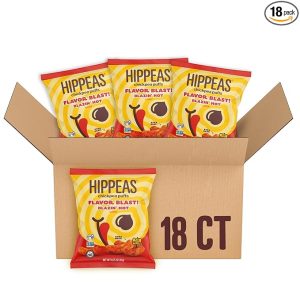 Hippeas Chickpea Puffs, Flavor Blast: Blazin' Hot, 0.75 Ounce (Pack of 18), 3g Protein, 2g Fiber, Vegan, Gluten-Free, Crunchy, Plant Protein Snacks