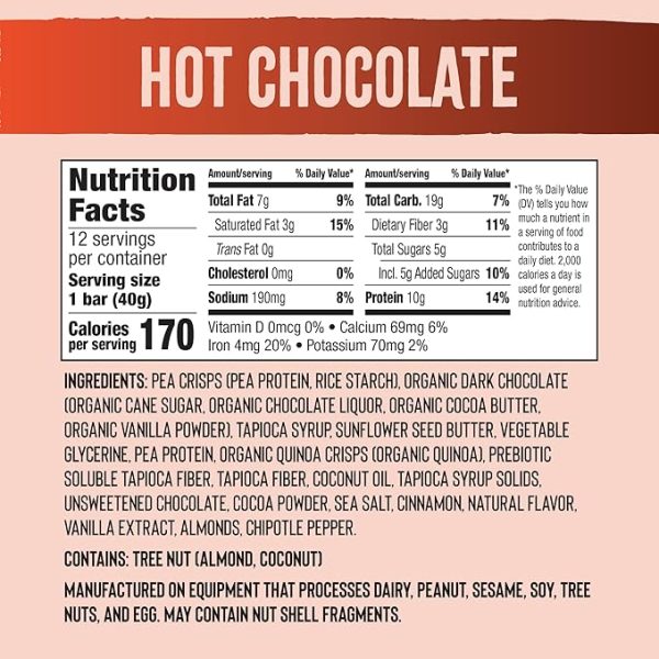 Mezcla Vegan Protein Bars, Gluten Free Snack Made with Pea Protein, Chocolate Chips and Other Premium Ingredients, Healthy Snacks, Hot Chocolate, 10g of Protein, 12 Pack - Image 2