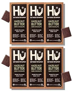 Hu Chocolate Bars | 6 Pack Hazelnut Butter Chocolate | Natural Organic Vegan, Gluten Free, Paleo, Non GMO, Fair Trade Dark Chocolate | 2.1oz Each