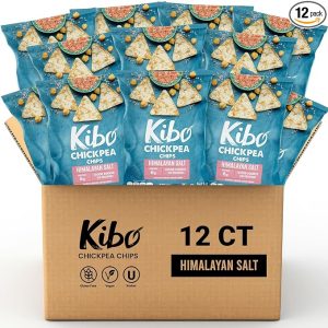 Kibo Chickpea Chips Himalayan Salt - Gluten-Free, Plant-Based, High Protein-Fiber Non-GMO, Vegan, Made with Real Veggies - 1 oz, 12 Pack