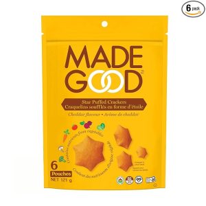 MadeGood Cheddar Star Puffed Crackers (6 Bags - 4.26 Oz Each) Gluten Free and Organic, Healthy Snacks