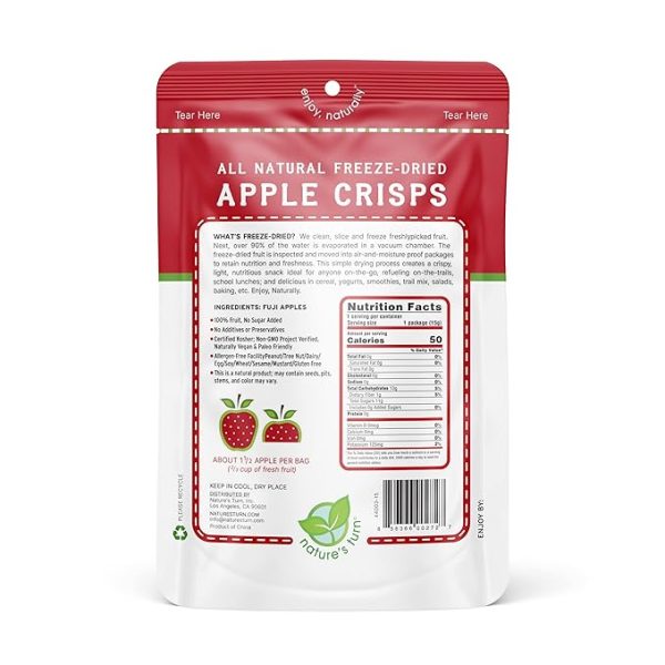 Nature's Turn Freeze-Dried Fruit Snacks, Apple Crisps, Pack of 6 (0.53 oz Each) - Image 2