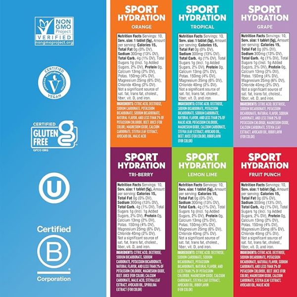 Nuun Sport Electrolyte Tablets with Magnesium, Calcium, Potassium, Chloride & Sodium, Gluten Free & Vegan, Mixed Flavors, 6 Pack (60 Servings Total) - Image 2