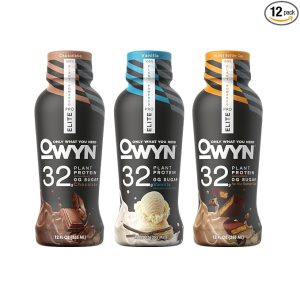 OWYN Only What You Need Pro Elite Vegan High Protein Keto Shake, 32g Protein, 9 Amino Acids, Omega-3, Prebiotics, Workout and Recovery, 0g Net Carbs, Zero Sugar (Variety, 12 Fl Oz (Pack of 12))
