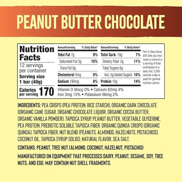 Mezcla Vegan Protein Bars, Gluten Free Snack Made with Pea Protein, Chocolate Chips and Other Premium Ingredients, Healthy Snacks, Peanut Butter Chocolate, 10g of Protein, 12 Pack - Image 2