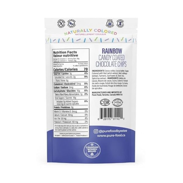 Pure Food By Estee Natural Rainbow Candy Coated Chocolate Chips, 5oz | Cosmic Brownie Sprinkles | Vegan Chocolate | Natural Rainbow Chips Sprinkles | Mini Colored Chocolate Chips for Baking | Soy Free, Gluten Free, Dairy Free, Nut Free - Image 2
