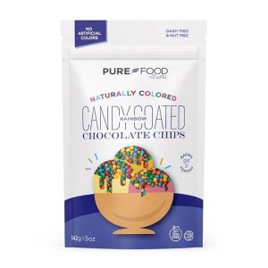 Pure Food By Estee Natural Rainbow Candy Coated Chocolate Chips, 5oz | Cosmic Brownie Sprinkles | Vegan Chocolate | Natural Rainbow Chips Sprinkles | Mini Colored Chocolate Chips for Baking | Soy Free, Gluten Free, Dairy Free, Nut Free