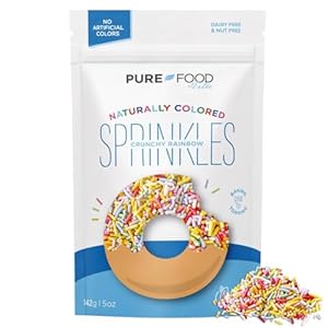 Pure Food By Estee Natural Rainbow Color Sprinkles, 5oz | Vegan Sprinkles for Ice Cream | Dye Free Sprinkles | Rainbow Jimmies for Baking | Natural Colors | Soy Free, Gluten Free, Dairy Free, Nut Free
