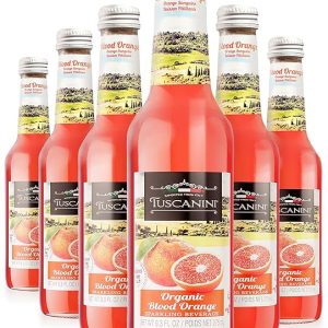 Tuscanini Organic Blood Orange Soda (6 Pack) Contains 16% Real Juice! No Food Coloring or Artificial Flavors, Imported From Italy