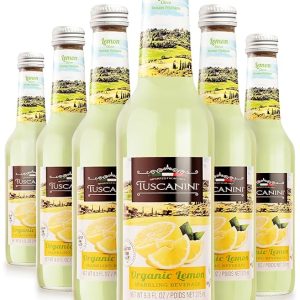 Tuscanini Organic Cold Pressed Sparkling Lemon Soda (6 Pack) Contains 16% Real Juice! No Food Coloring or Artificial Flavors, Product of Italy