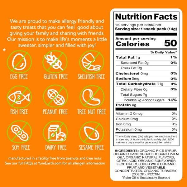 YumEarth Organic Chewys Fruit Flavored Candy Chews - Allergy Friendly, Gluten Free, Non-GMO, Vegan, No Artificial Flavors or Dyes - Assorted Flavors, 7.5 oz. - Image 2