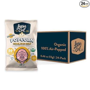 LesserEvil Himalayan Gold Salt Organic Popcorn, Premium Quality, Minimally Processed, No Vegetable Oil, 0.46 Oz, (Pack of 24)