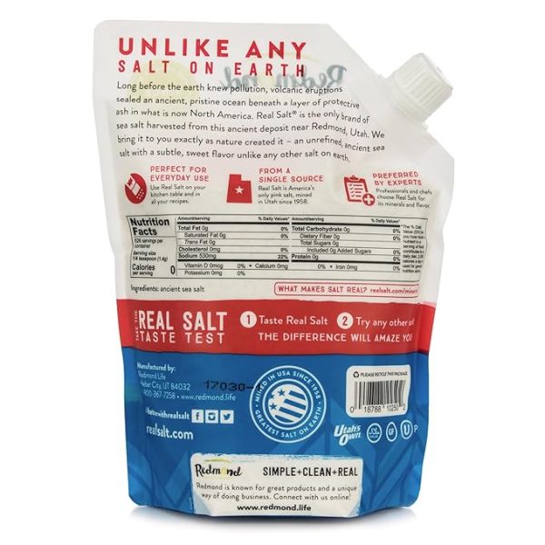 Redmond Real Salt - Ancient Fine Sea Salt, Unrefined Mineral Salt, 16 Ounce Pouch (1 Pack) - Image 2