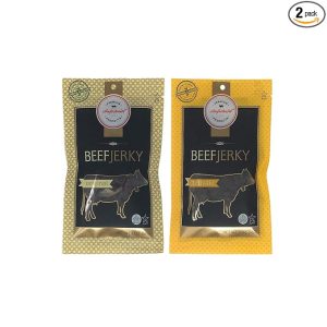 Aufschnitt Grass Fed Beef Jerky - Low Sodium, Certified Kosher - Made in USA - Keto & Halal Friendly - 2 Pack, Variety