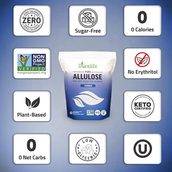 Durelife Allulose sweetener, 5 lb 100% Pure No Erythritol powdered Sugar Substitute, NON-GMO Project Verified, Keto Certified, OU kosher, No Fillers, Zero Calories sugar alternative 5 Lbs - Image 2
