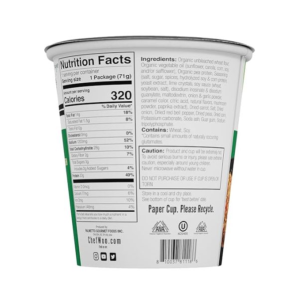 CHEF WOO Spicy Tequila Lime Ramen Cup High Protein Noodles (12 PACK), 20g of Animal-free, Bioavailable Protein | Made in U.S. - Image 2