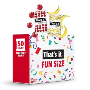 That’s It. Fun Size Fruit Bars Variety Pack(50 Pieces, 10g Each) With Apples + Bananas, Apples + Cranberries, Non-GMO, Paleo and Kosher Friendly, Gluten Free Breakfast Snacks