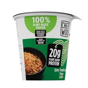 CHEF WOO Spicy Tequila Lime Ramen Cup High Protein Noodles (12 PACK), 20g of Animal-free, Bioavailable Protein | Made in U.S.