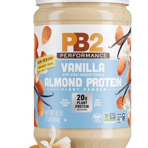 PB2 Performance Almond Plant Based Vegan Protein Powder | 20g Complete Protein, No Added Sugar, Prebiotic Fiber | Dairy Free, Certified Vegan, Non-GMO, Gluten Free [Almond w/Madagascar Vanilla, 1LB]