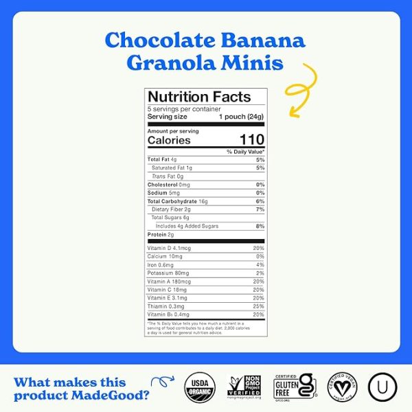 MadeGood Chocolate Banana Granola Minis, 28 Count, Organic and Delicious Snacks - Image 2