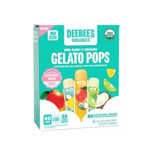 DeeBee's Organics Non-Dairy Gelato Pops, Creamy Freezer Pops made with Coconut Milk, No Refined Sugar, No Artificial Flavors or Colors (Pack of 40)