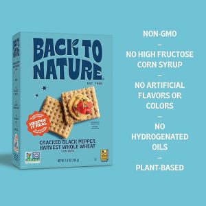 Back to Nature - Cracked Black Pepper Whole Wheat Crackers - Non-GMO, Made with Whole Grain Wheat & Sea Salt - Seriously Tasty Snacks - 7 Ounce (Pack of 12)