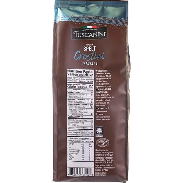 Tuscanini Italian Crostini Crackers, Sea Salt, 6.2oz (3 Pack) | Product of Italy | Thin & Crispy, Perfect for Cheese Boards & Platters | Made with Spelt Flour - Image 2
