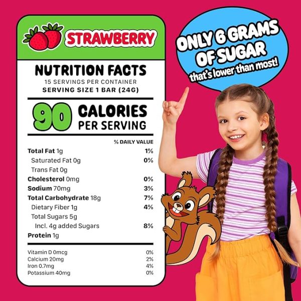 Snakkidz Organic Chewy Granola Bar, Allergen Free, Made with Avocado Oil, Low Sugar (15 Bars, Strawberry) - Image 2