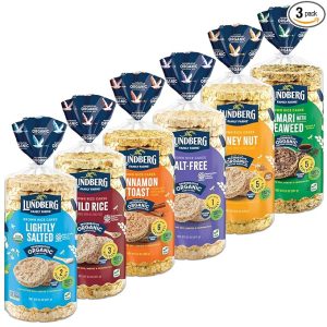 Lundberg Organic Brown Rice Cakes Variety 6-Pack – Regenerative Organic Certified Salt-Free, Lightly Salted, Wild Rice, Tamari with Seaweed, Cinnamon Toast, Honey Nut, Healthy Snacks, 8.5 Oz Ea