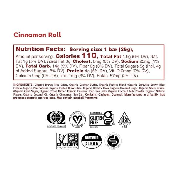 GoMacro Kids MacroBar Organic Vegan Snack Bars - Cinnamon Roll (0.9 Ounce Bars, 7 Count) - Image 2