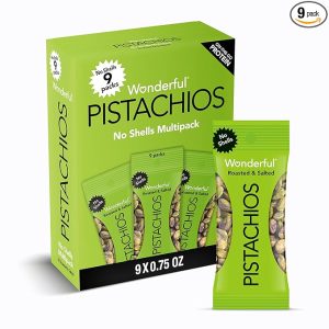 Wonderful Pistachios No Shells, Roasted & Salted Nuts, 0.75 Ounce Bag (Pack of 9), Protein Snacks, Gluten Free, On-the-Go, Individually Wrapped Snacks