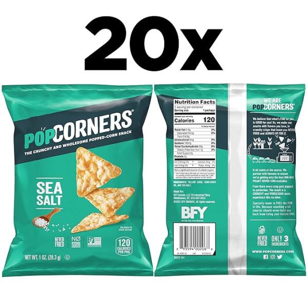 PopCorners Popped Corn Snacks, Sea Salt, 1 Ounce (Pack of 20) (Packaging May Vary) - Image 2