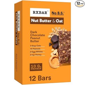 RXBAR Nut Butter and Oat Protein Bars, Protein Snacks, Snack Bars, Dark Chocolate Peanut Butter, 23.2oz Box (12 Bars)