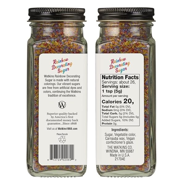 Watkins Rainbow Decorating Sugar, Non-GMO, Kosher, 4.6 Ounce, 1-Pack - Image 2