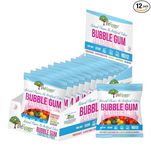 Tree Hugger Fantastic Fruit Bubble Gum, Natural Flavors, No Artificial Colors, 2 Ounce (Pack of 12)