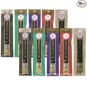 Aufschnitt Grass Fed Beef Jerky Sticks - Low Sodium, Certified Kosher - Made in USA - Keto & Halal Friendly - 10 Pack, Variety