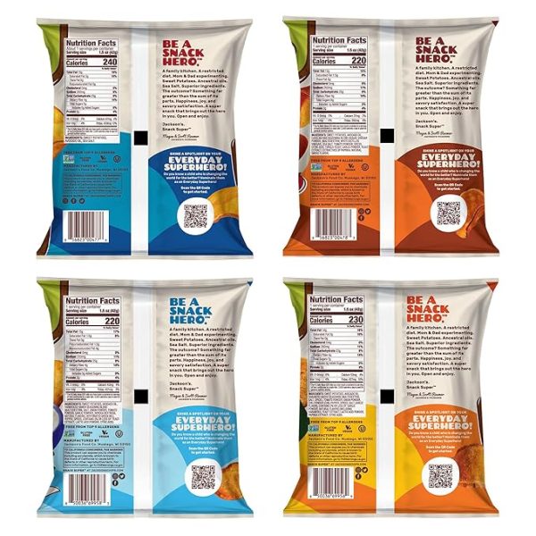 Jackson’s Sweet Potato Kettle Chips Avocado Oil Variety Pack made with Premium Oils (1.5 oz, Pack of 10) Sea Salt, Ranch, BBQ, and Habanero Nacho Flavors - Allergen-friendly, Gluten Free, Vegan - Image 2