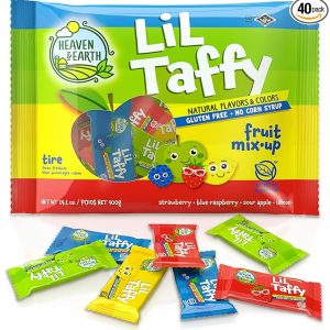 Heaven & Earth Lil Taffy Fruit Mix (Approx. 40 Count) | Dye Free Candy | Natural Colors & Flavors | No High Fructose Corn Syrup | Gluten Free |Dye Free | Nothing Artificial | Goody Bag and Pinata Fillers | Kosher