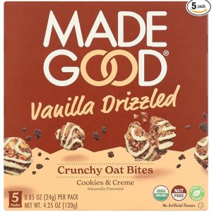 MadeGood Vanilla Drizzled Crunchy Oat Bites, 5 Pack, Organic Snacks