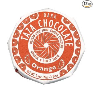 Taza Chocolate Organic Mexican-Style Disc 50% Dark Chocolate, Orange, 2.7 Ounce (12 Count), Vegan